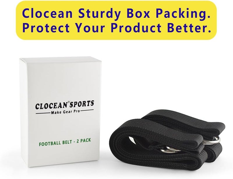 Clocean Web Football Belt with Two Stainless Steel D Rings 52' Football Pants Belt for Men Women Kids Youth Boys Girls - Image 2
